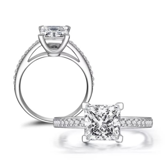 Princess Cut 925 Silver 0.76Ct Engagement CZ Ring - Picture 4 of 15